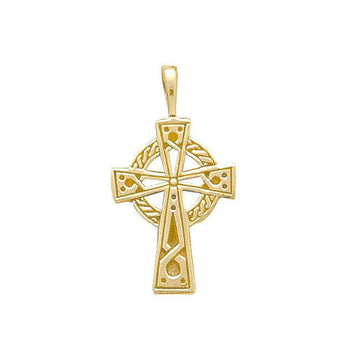 Celtic Knotwork Cross Solid Gold Pendant GTP630 - Jewelry